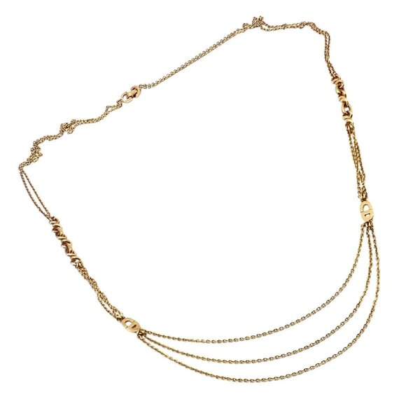 Vintage! Christian Dior Solid 18k Gold CD Three Strand 28" Long Necklace Germany - Picture 1 of 14